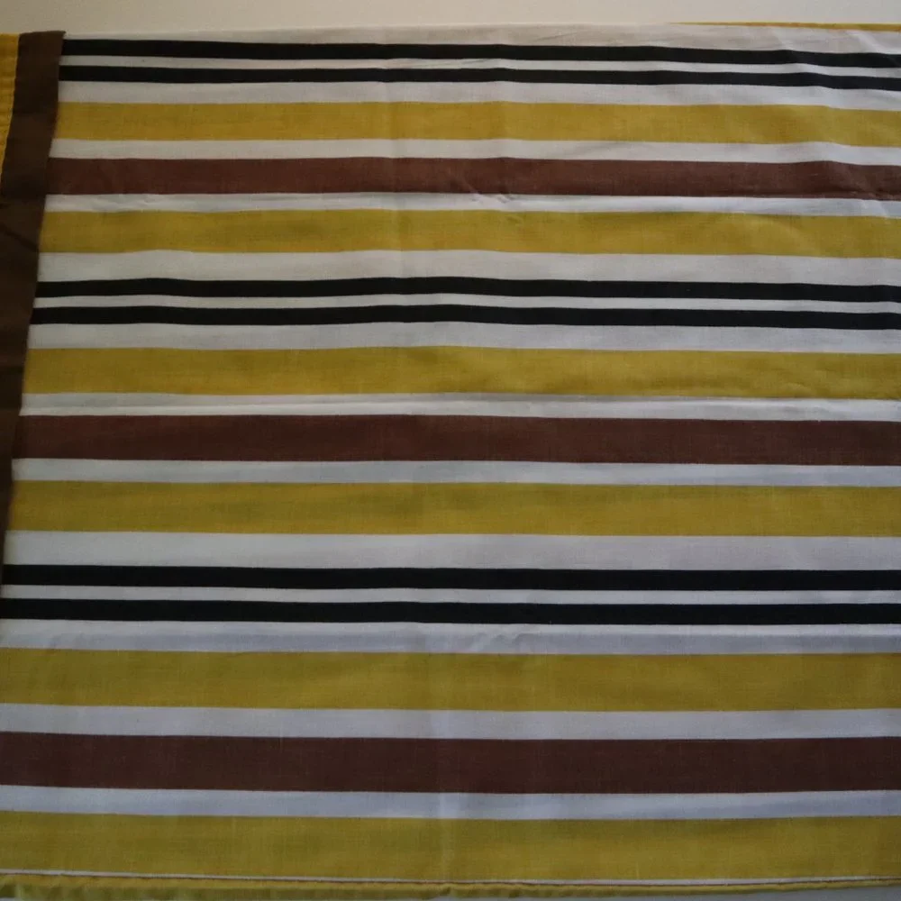 VTG Springmaid Marvelaire Mustard Brown Stripe Pillowcase Set of 2 Mid Century
